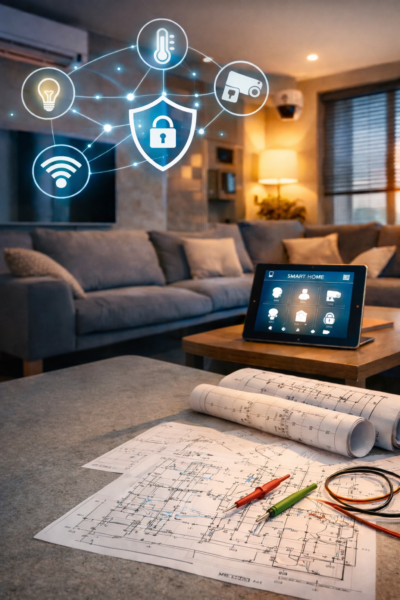 Projekt instalacji elektrycznej w inteligentnym domu z panelem smart home